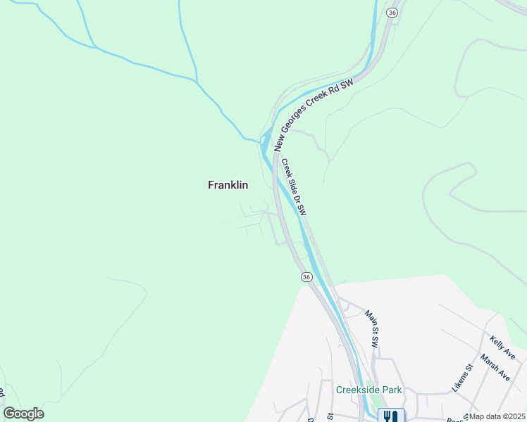 map of restaurants, bars, coffee shops, grocery stores, and more near Shady Lane Southwest in Allegany County