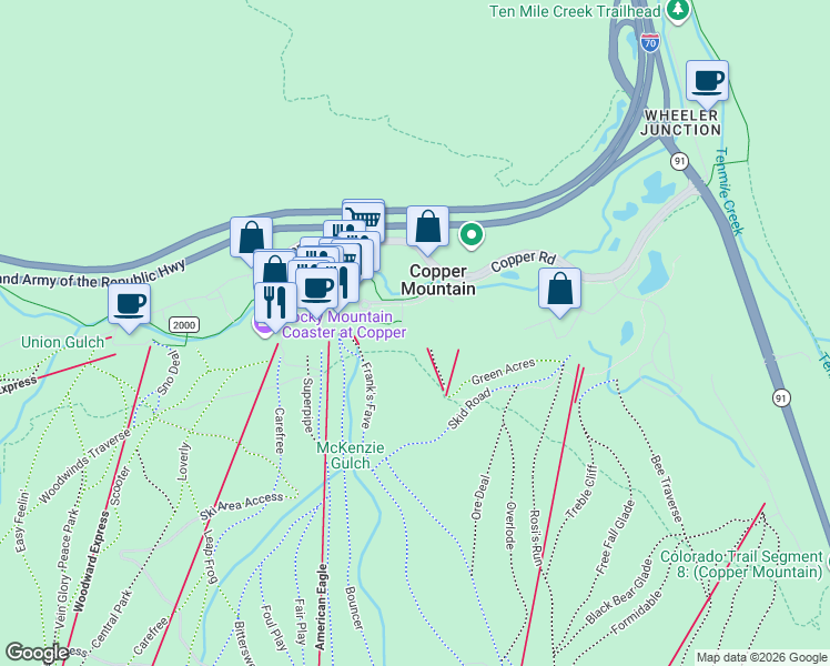 map of restaurants, bars, coffee shops, grocery stores, and more near 118 Haul Road in Unincorporated