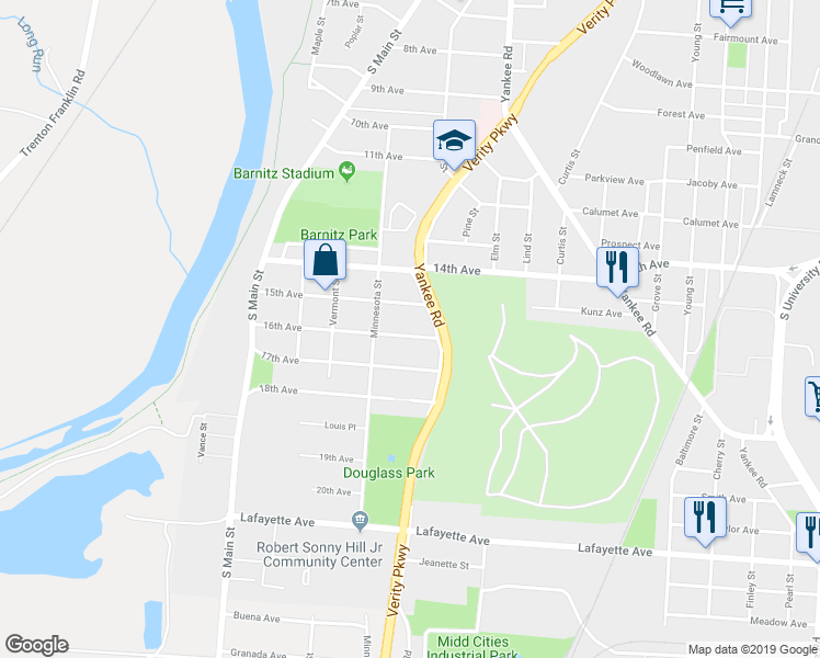 map of restaurants, bars, coffee shops, grocery stores, and more near 824 16th Avenue in Middletown