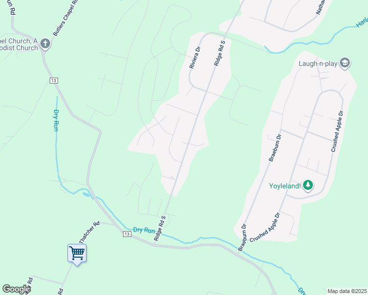 map of restaurants, bars, coffee shops, grocery stores, and more near 481 Ridge Road South in Martinsburg