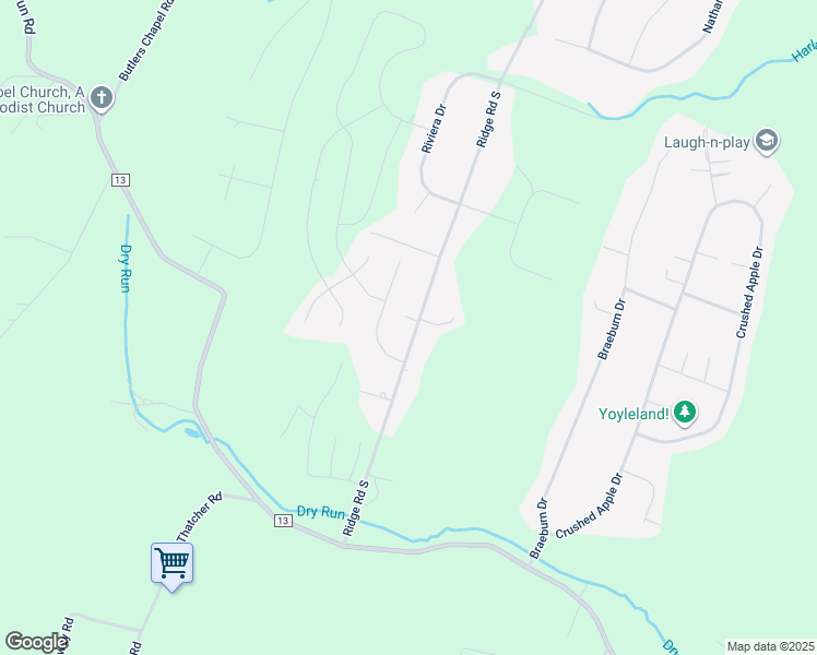 map of restaurants, bars, coffee shops, grocery stores, and more near 481 Ridge Road South in Martinsburg