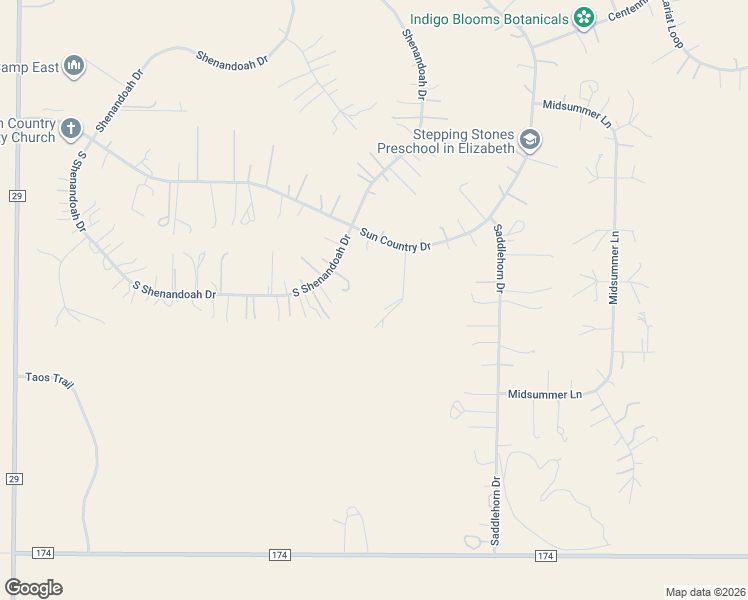 map of restaurants, bars, coffee shops, grocery stores, and more near 43537 Stampede Court in Elizabeth