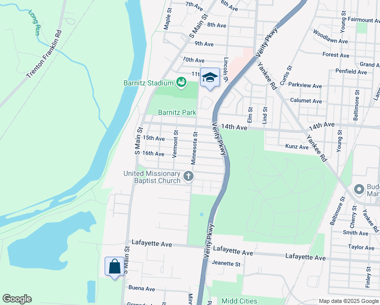 map of restaurants, bars, coffee shops, grocery stores, and more near 713 16th Avenue in Middletown