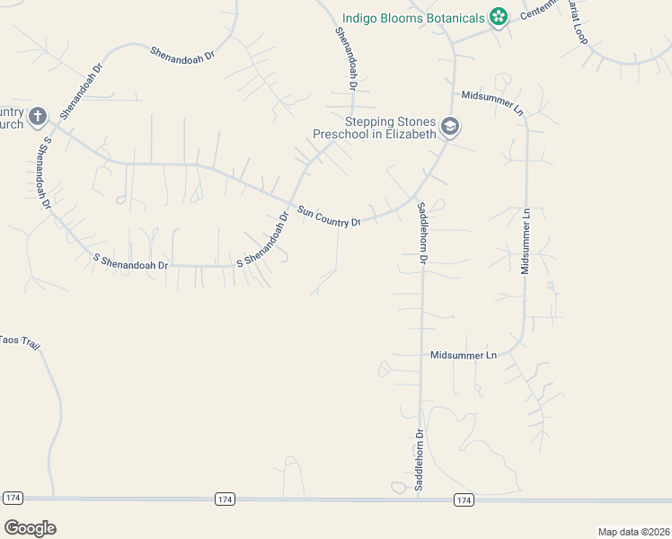 map of restaurants, bars, coffee shops, grocery stores, and more near 43500 Stampede Court in Elizabeth