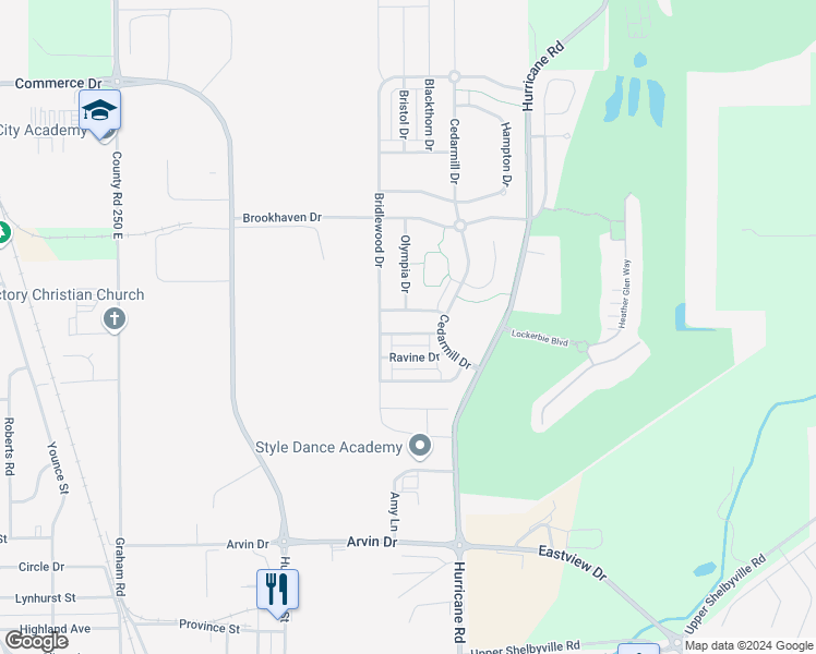 map of restaurants, bars, coffee shops, grocery stores, and more near 928 Harbon Drive in Franklin