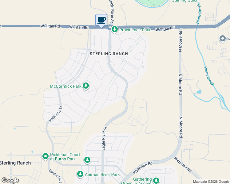map of restaurants, bars, coffee shops, grocery stores, and more near 8023 Gore Creek Lane in Littleton