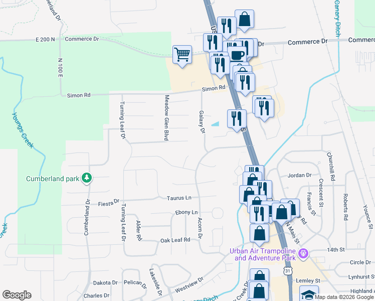 map of restaurants, bars, coffee shops, grocery stores, and more near 2014 Falcon Court in Franklin