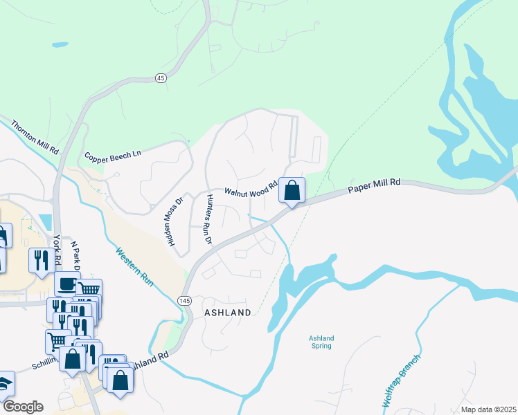 map of restaurants, bars, coffee shops, grocery stores, and more near 6 Wineleaf Court in Cockeysville