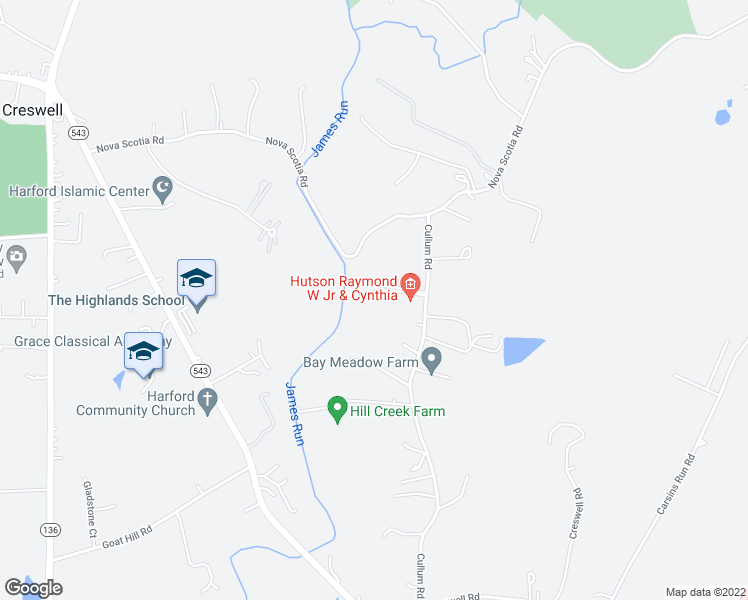 map of restaurants, bars, coffee shops, grocery stores, and more near 2301 Cullum Road in Bel Air