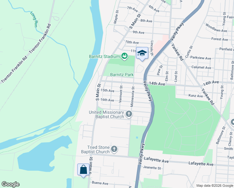 map of restaurants, bars, coffee shops, grocery stores, and more near 603 15th Avenue in Middletown