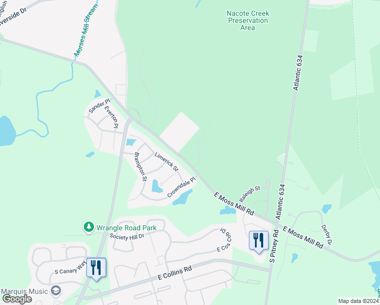 map of restaurants, bars, coffee shops, grocery stores, and more near 5 Whispering Woods Ln in Port Republic