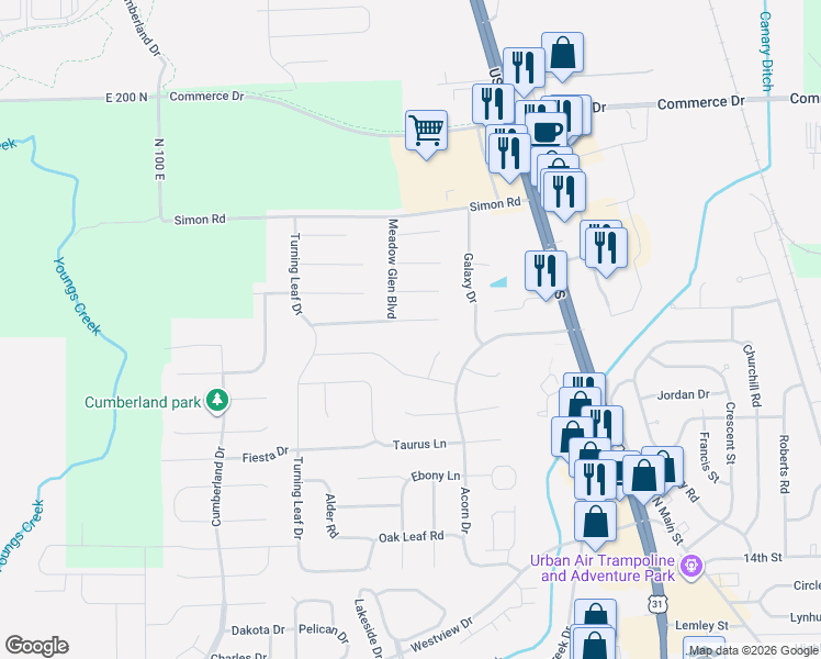 map of restaurants, bars, coffee shops, grocery stores, and more near 1090 Spring Meadow Court in Franklin