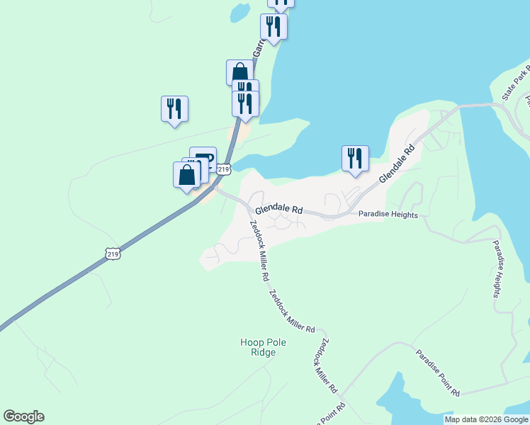 map of restaurants, bars, coffee shops, grocery stores, and more near 158 Glendale Road in Oakland