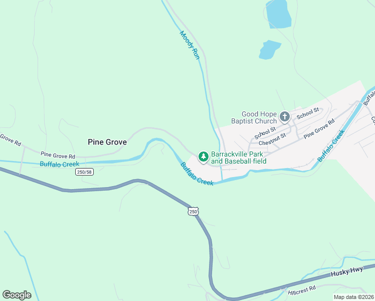 map of restaurants, bars, coffee shops, grocery stores, and more near Pine Grove-Barrackville Road in Fairmont