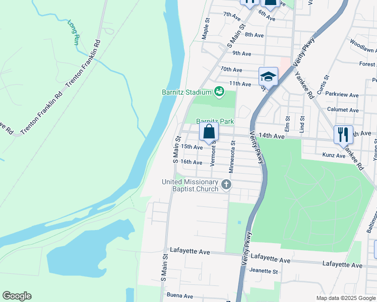 map of restaurants, bars, coffee shops, grocery stores, and more near 501 15th Avenue in Middletown