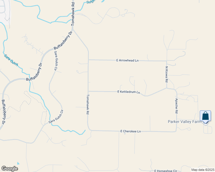 map of restaurants, bars, coffee shops, grocery stores, and more near 10283 East Kettledrum Lane in Parker