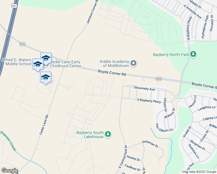 map of restaurants, bars, coffee shops, grocery stores, and more near 5704 West Central Park Drive in Middletown