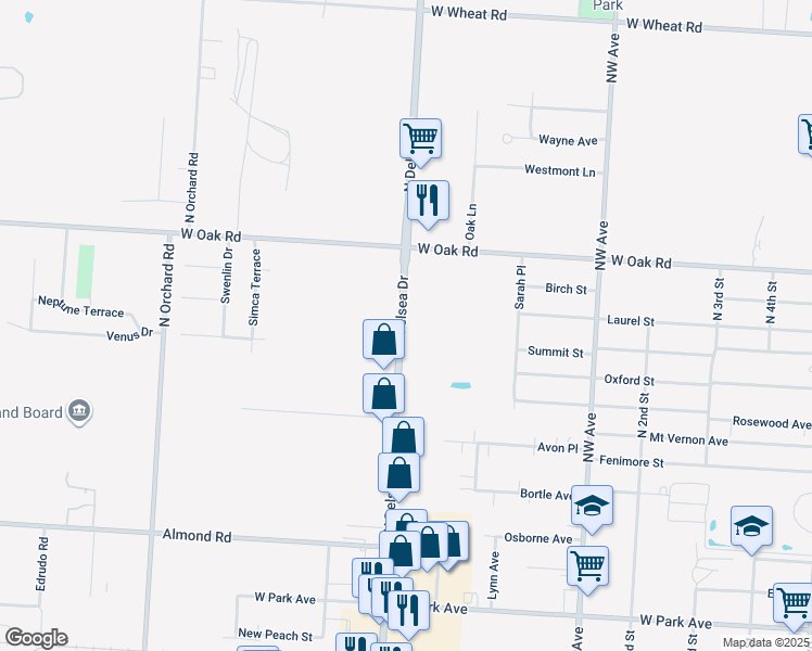 map of restaurants, bars, coffee shops, grocery stores, and more near 980 New Jersey 47 in Vineland