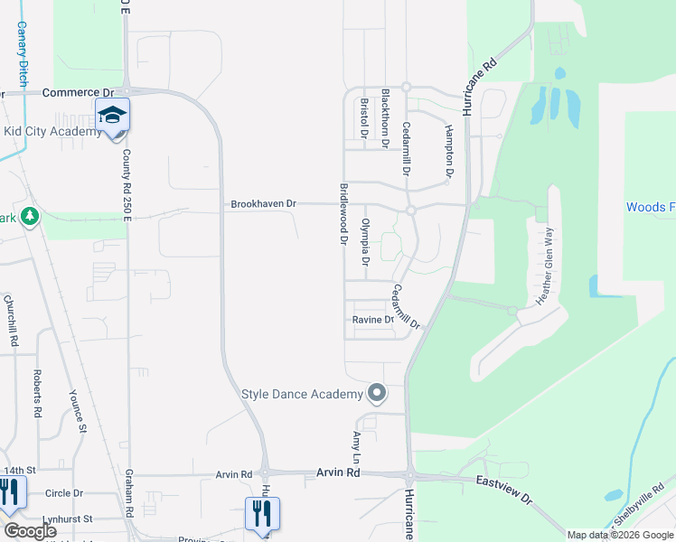 map of restaurants, bars, coffee shops, grocery stores, and more near 2108 Brookstone Drive in Franklin