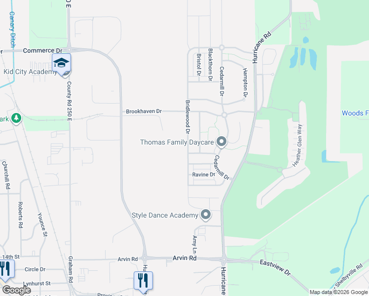 map of restaurants, bars, coffee shops, grocery stores, and more near 2108 Brookstone Drive in Franklin