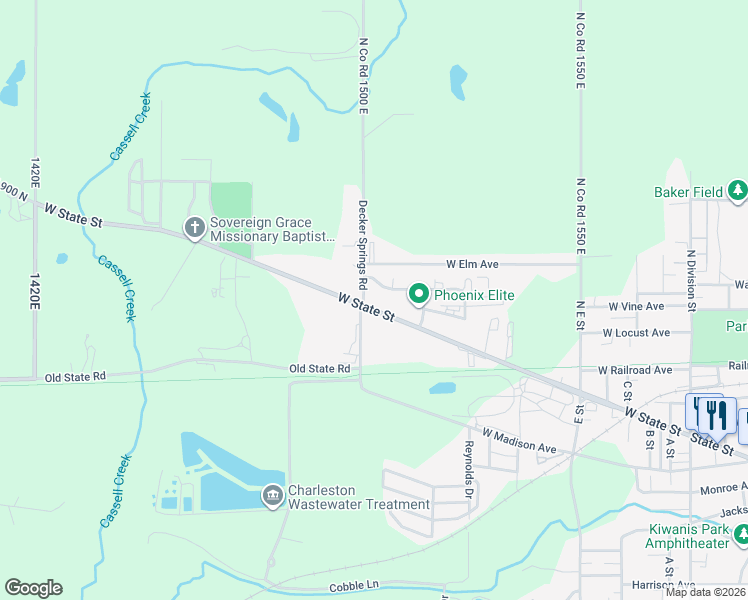 map of restaurants, bars, coffee shops, grocery stores, and more near 4158-4598 West State Street in Charleston