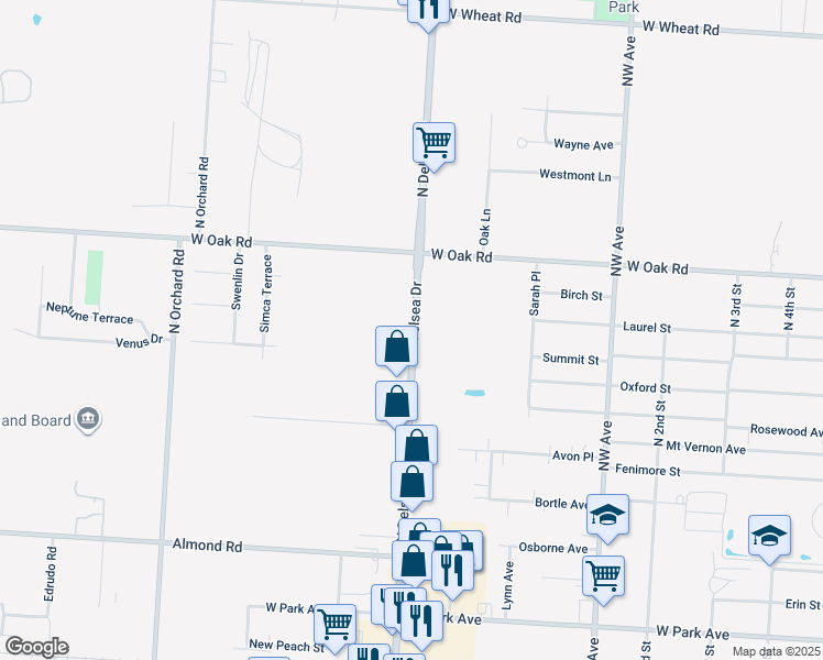 map of restaurants, bars, coffee shops, grocery stores, and more near 980 New Jersey 47 in Vineland