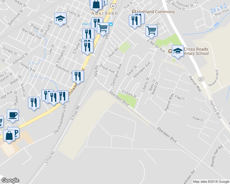 map of restaurants, bars, coffee shops, grocery stores, and more near 79 Swan St in Aberdeen