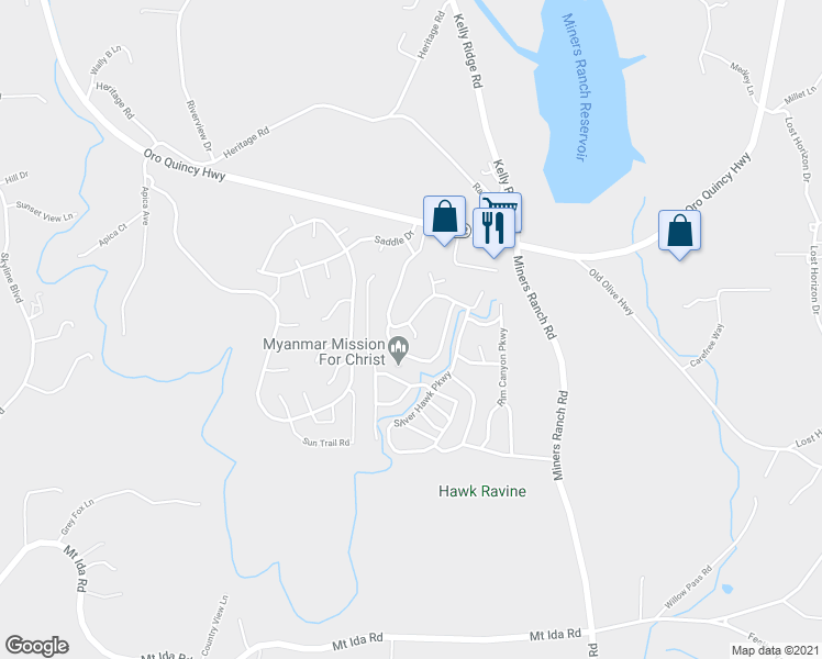 map of restaurants, bars, coffee shops, grocery stores, and more near 411 Summerwood Parkway in Oroville