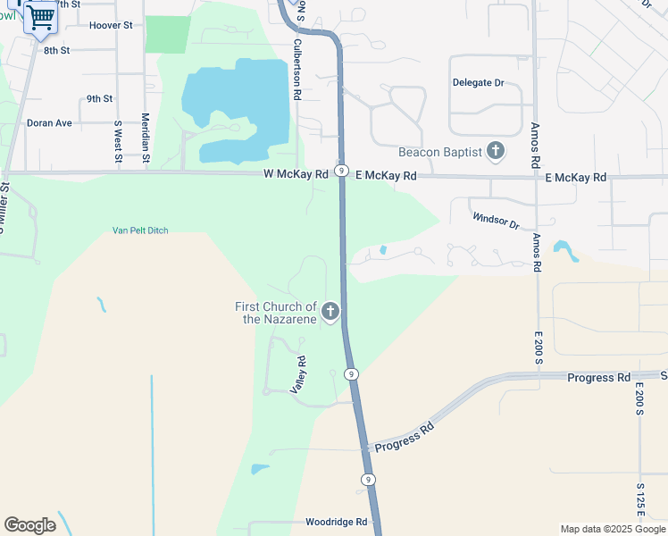 map of restaurants, bars, coffee shops, grocery stores, and more near 2236 Graham Drive South in Shelbyville
