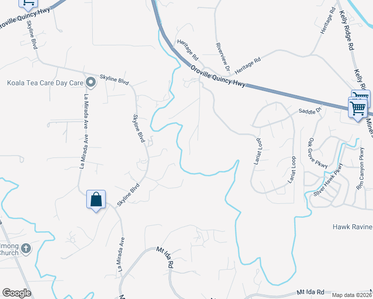map of restaurants, bars, coffee shops, grocery stores, and more near 80 Apica Avenue in Oroville