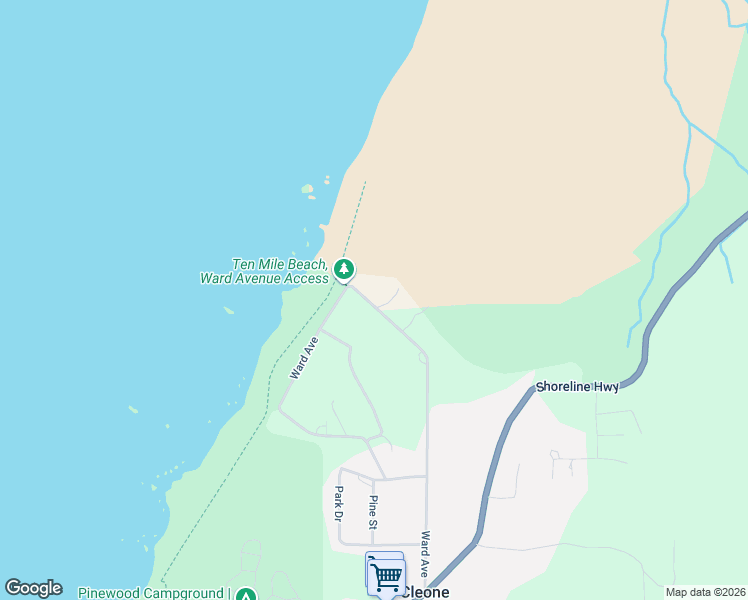 map of restaurants, bars, coffee shops, grocery stores, and more near 25261 Ward Avenue in Fort Bragg