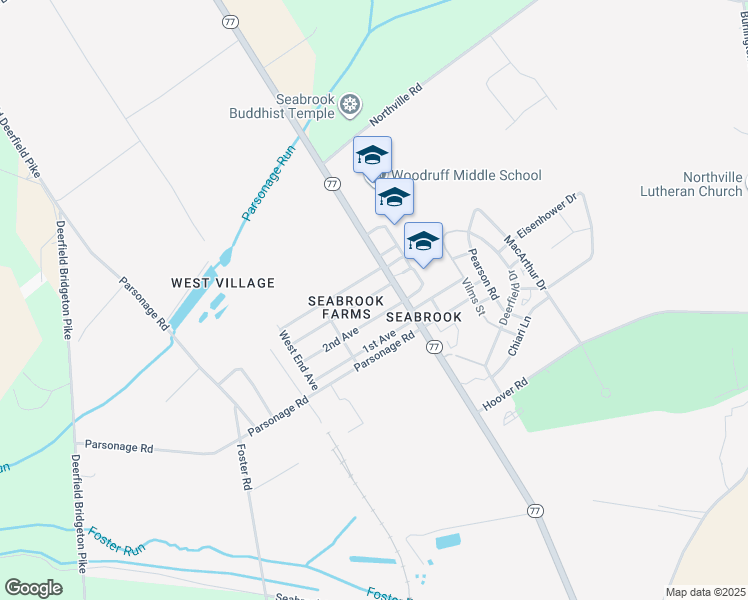 map of restaurants, bars, coffee shops, grocery stores, and more near in Upper Deerfield Township