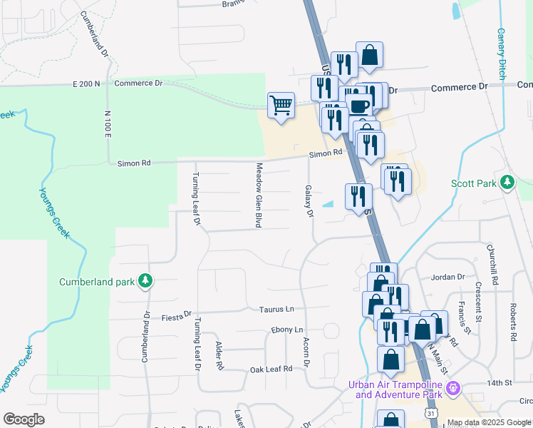 map of restaurants, bars, coffee shops, grocery stores, and more near 1090 Spring Meadow Court in Franklin