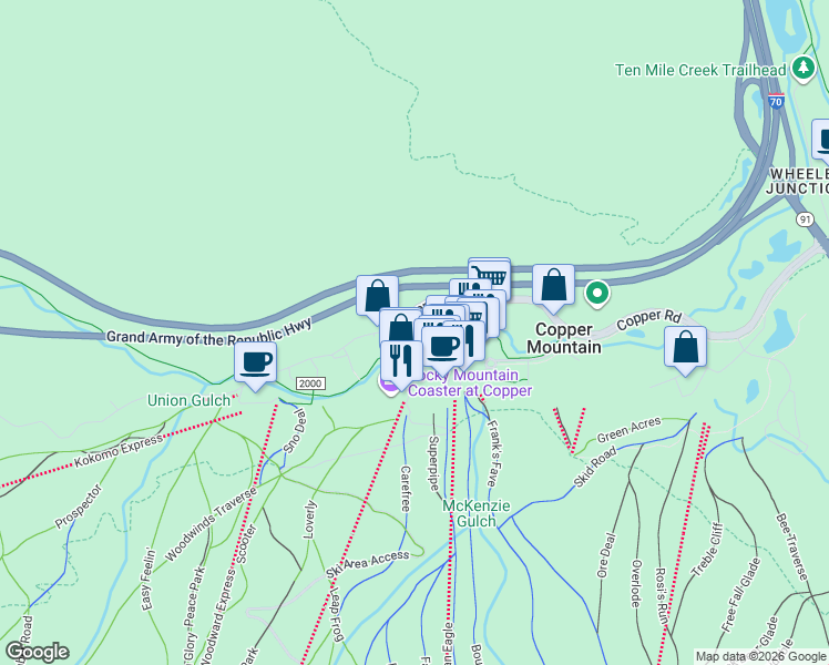 map of restaurants, bars, coffee shops, grocery stores, and more near 184 Copper Circle in Frisco