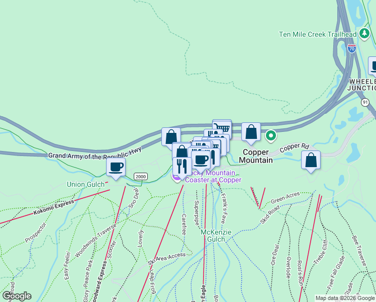 map of restaurants, bars, coffee shops, grocery stores, and more near 184 Copper Circle in Frisco
