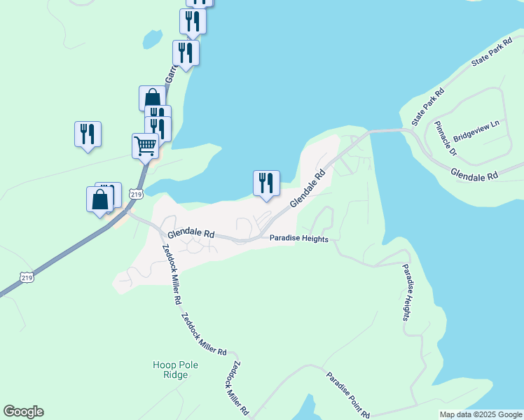 map of restaurants, bars, coffee shops, grocery stores, and more near 565 Glendale Road in Oakland