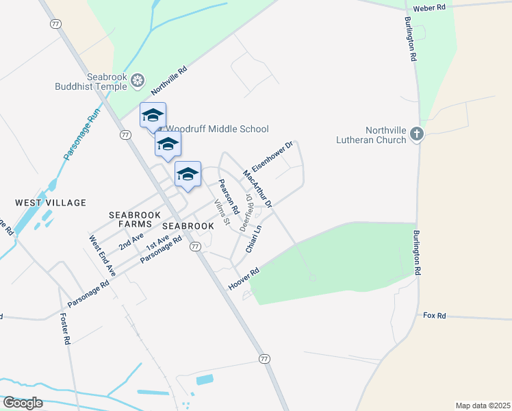 map of restaurants, bars, coffee shops, grocery stores, and more near 1705 Deerfield Drive in Bridgeton