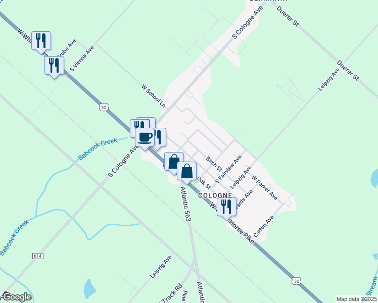 map of restaurants, bars, coffee shops, grocery stores, and more near 719 Birch Street in Egg Harbor City