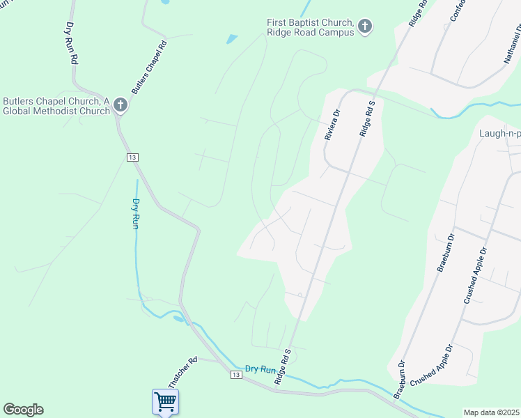 map of restaurants, bars, coffee shops, grocery stores, and more near 162 Spyglass Drive in Martinsburg