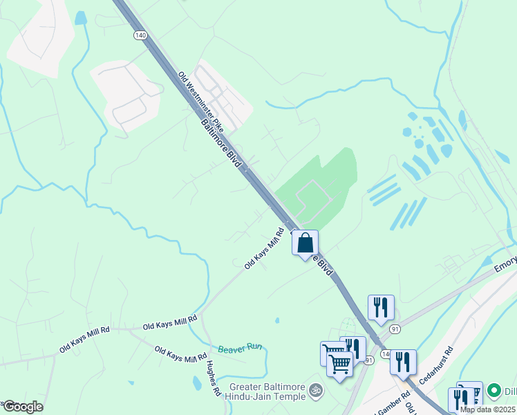 map of restaurants, bars, coffee shops, grocery stores, and more near 2712 Wildorlyn Drive in Finksburg