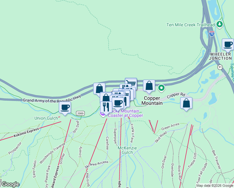 map of restaurants, bars, coffee shops, grocery stores, and more near 860 Copper Road in Frisco