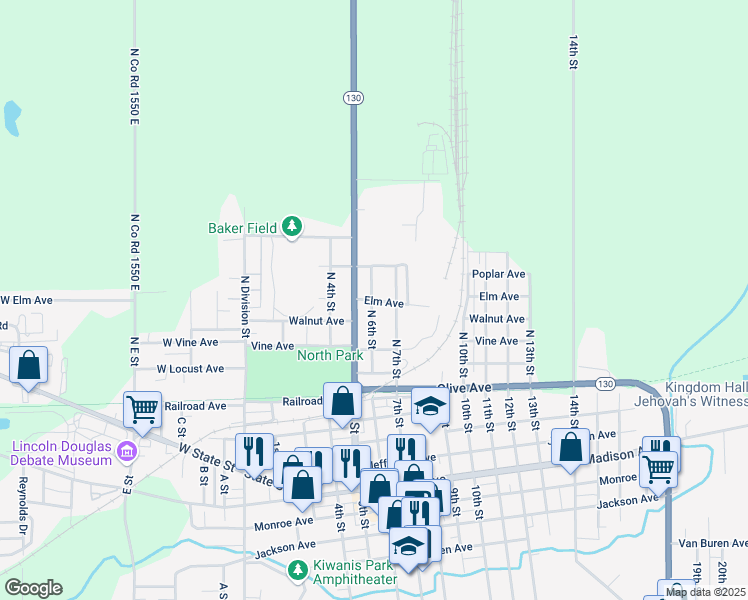 map of restaurants, bars, coffee shops, grocery stores, and more near 501-599 North 6th Street in Charleston