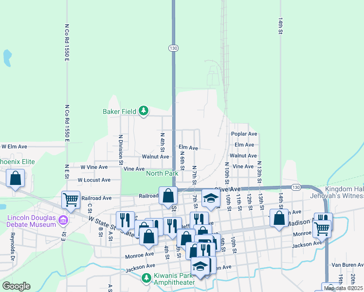 map of restaurants, bars, coffee shops, grocery stores, and more near 501 North 6th Street in Charleston