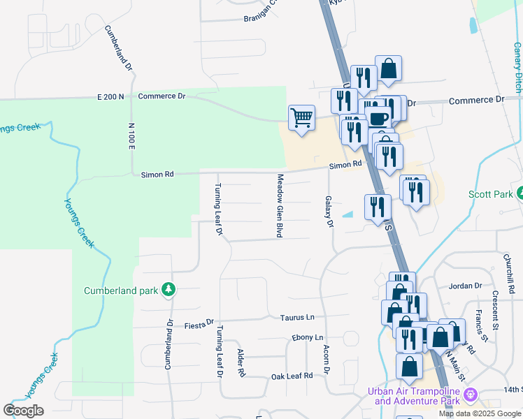 map of restaurants, bars, coffee shops, grocery stores, and more near 1121 Sunkiss Court in Franklin