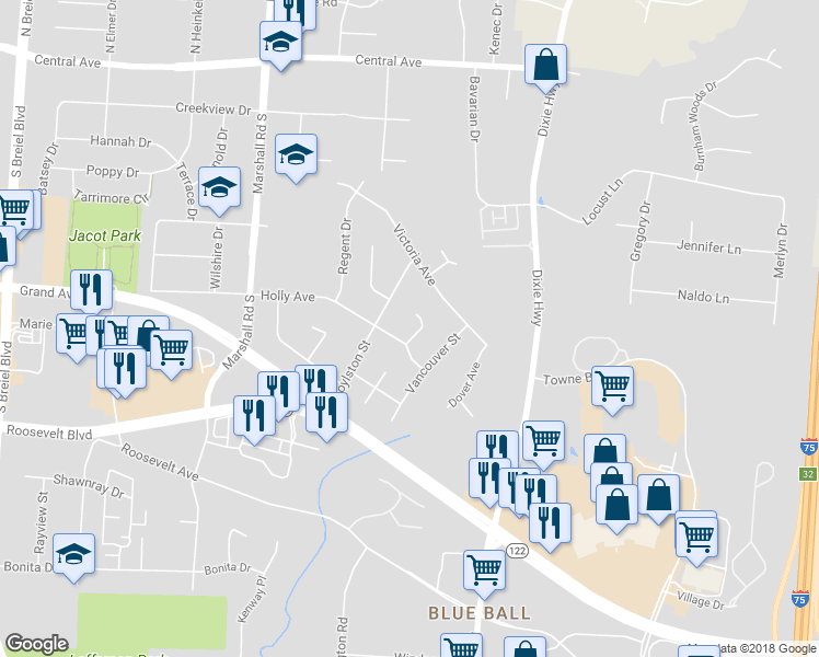 map of restaurants, bars, coffee shops, grocery stores, and more near 732 Trafalgar Court in Middletown