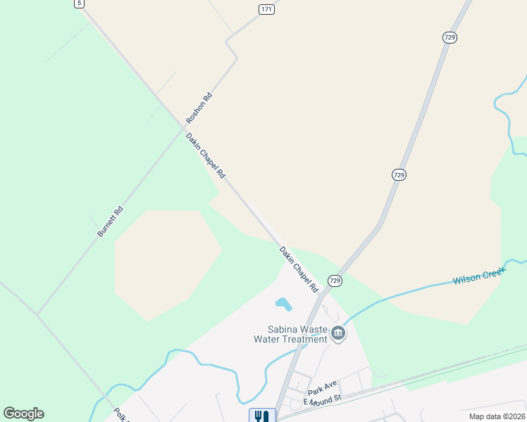 map of restaurants, bars, coffee shops, grocery stores, and more near 328 Dakin Chapel Road in Sabina