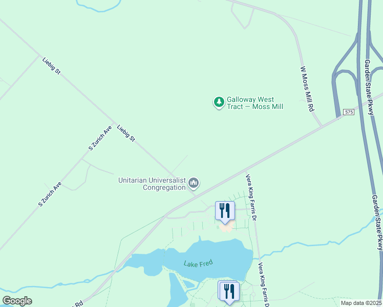 map of restaurants, bars, coffee shops, grocery stores, and more near 60 South Lisa Drive in Egg Harbor City