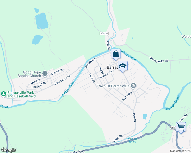 map of restaurants, bars, coffee shops, grocery stores, and more near 3 Pine Street in Fairmont