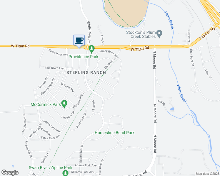 map of restaurants, bars, coffee shops, grocery stores, and more near 7818 Piney River Avenue in Littleton