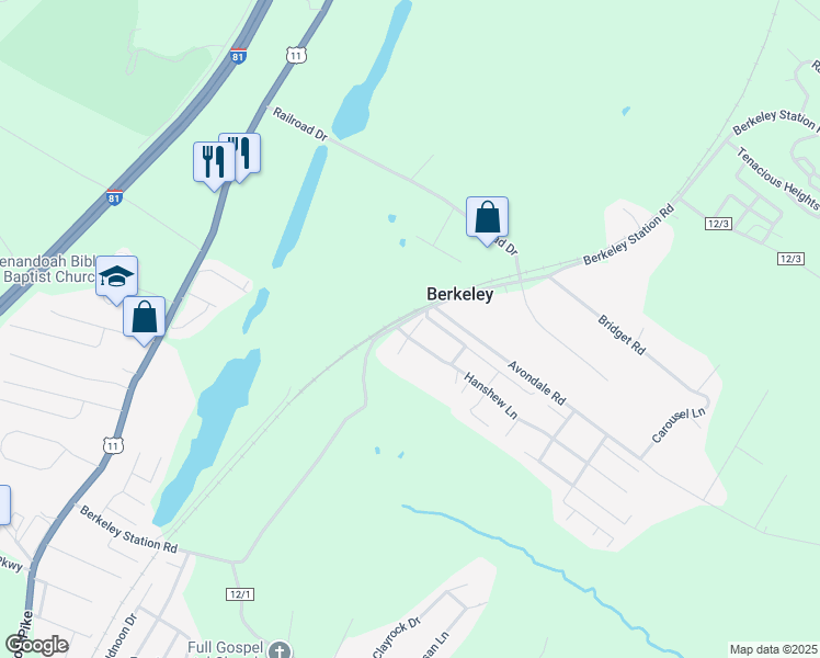 map of restaurants, bars, coffee shops, grocery stores, and more near 194 Amos Dr in Martinsburg